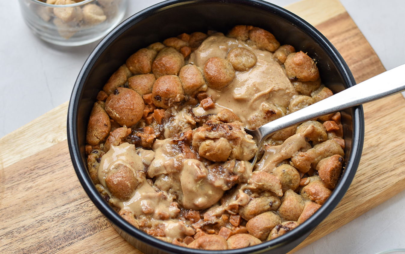 Air fried hot cookie dough dessert