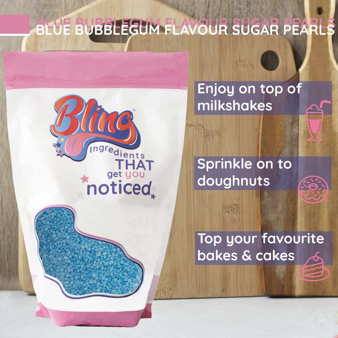 Blue Bubblegum Flavour Sugar Pearls