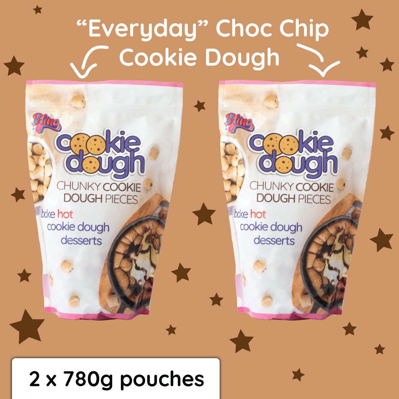 Bake at Home Hot Cookie Dough - Everyday Choc Chip Double Pouch Pack