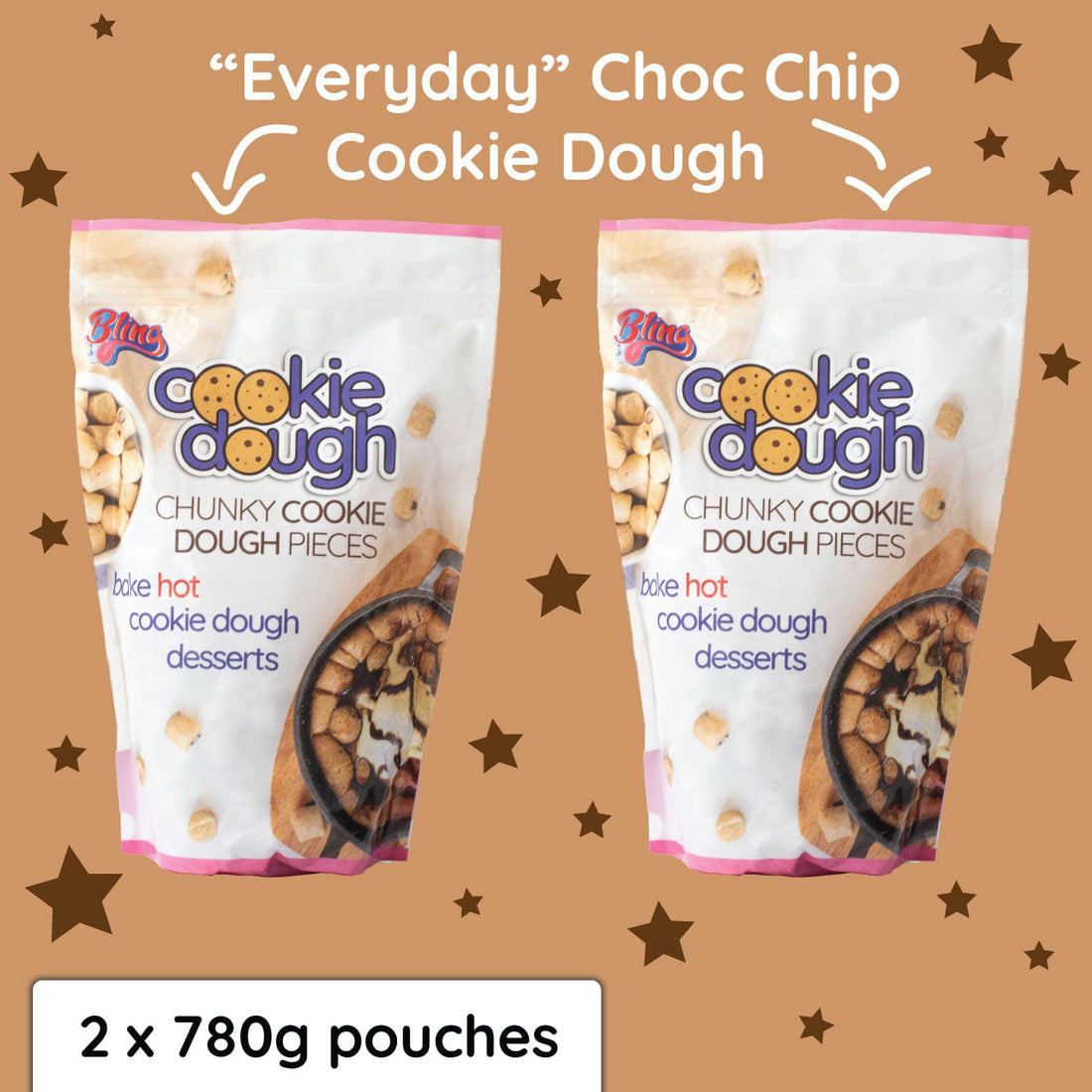 Bake at Home Hot Cookie Dough - Choc Chip Double Pouch Pack