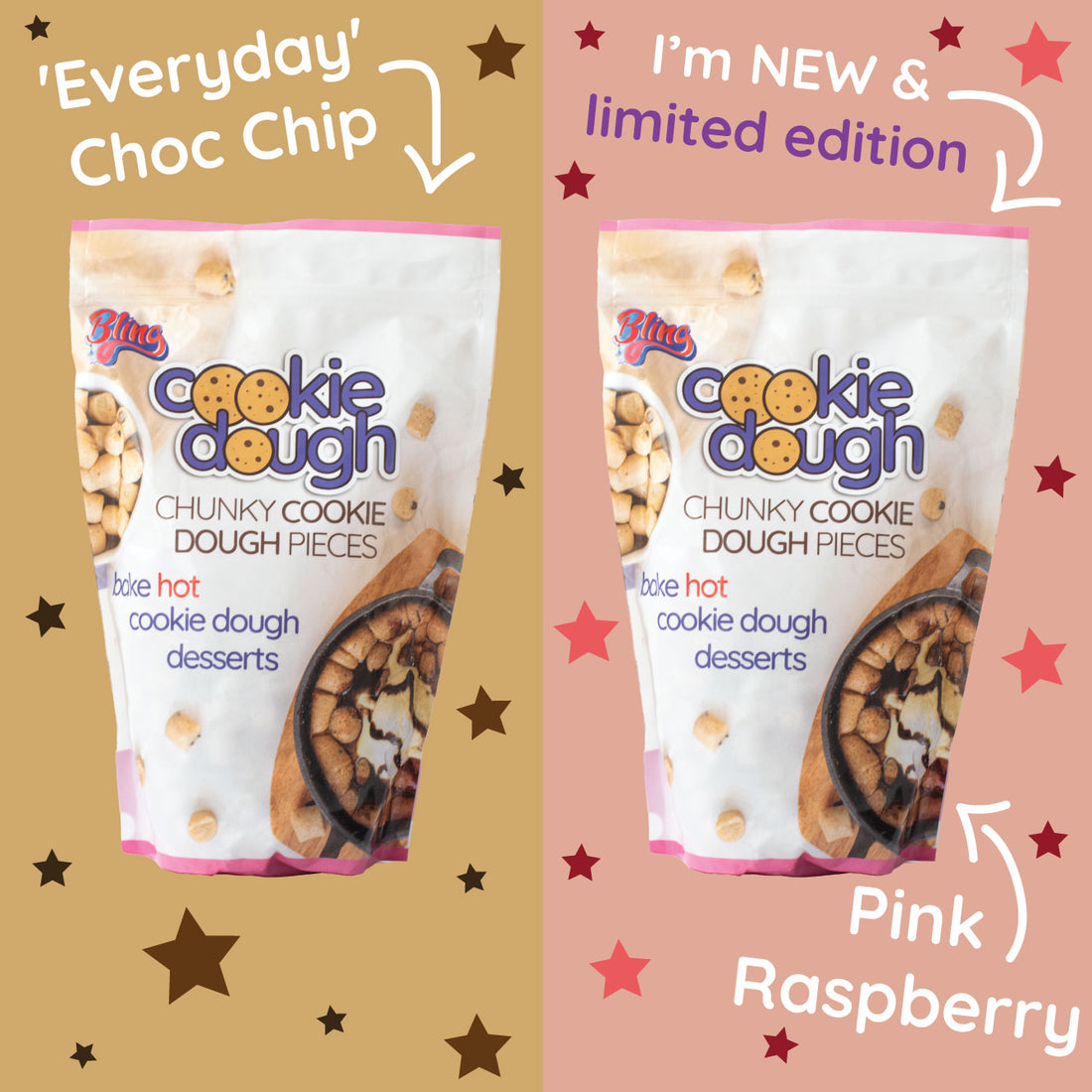 Cookie Dough Combi Pack - Everyday Choc Chip &amp; Pink Raspberry