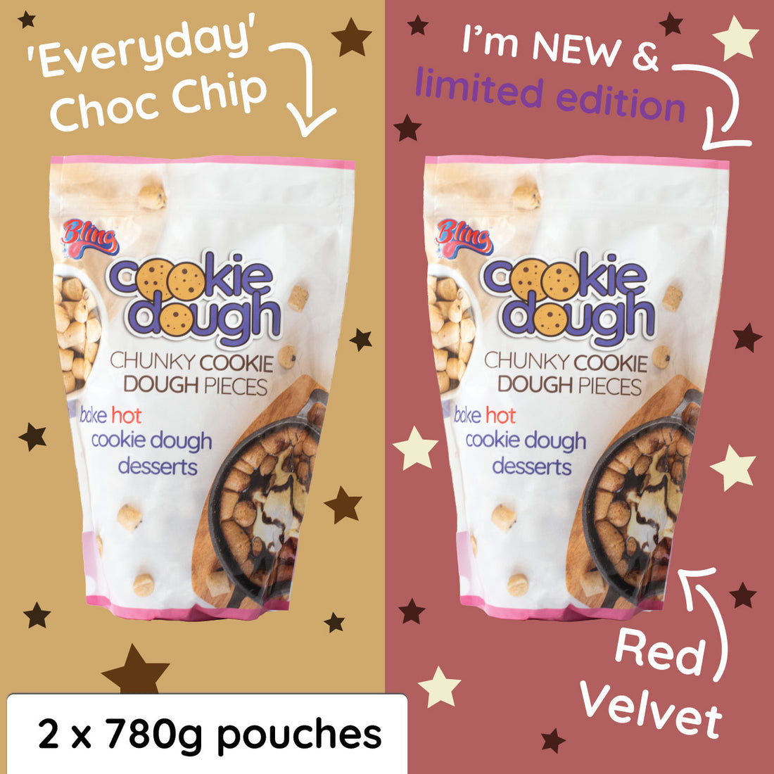 Cookie Dough Combi Pack - Everyday Choc Chip &amp; Red Velvet