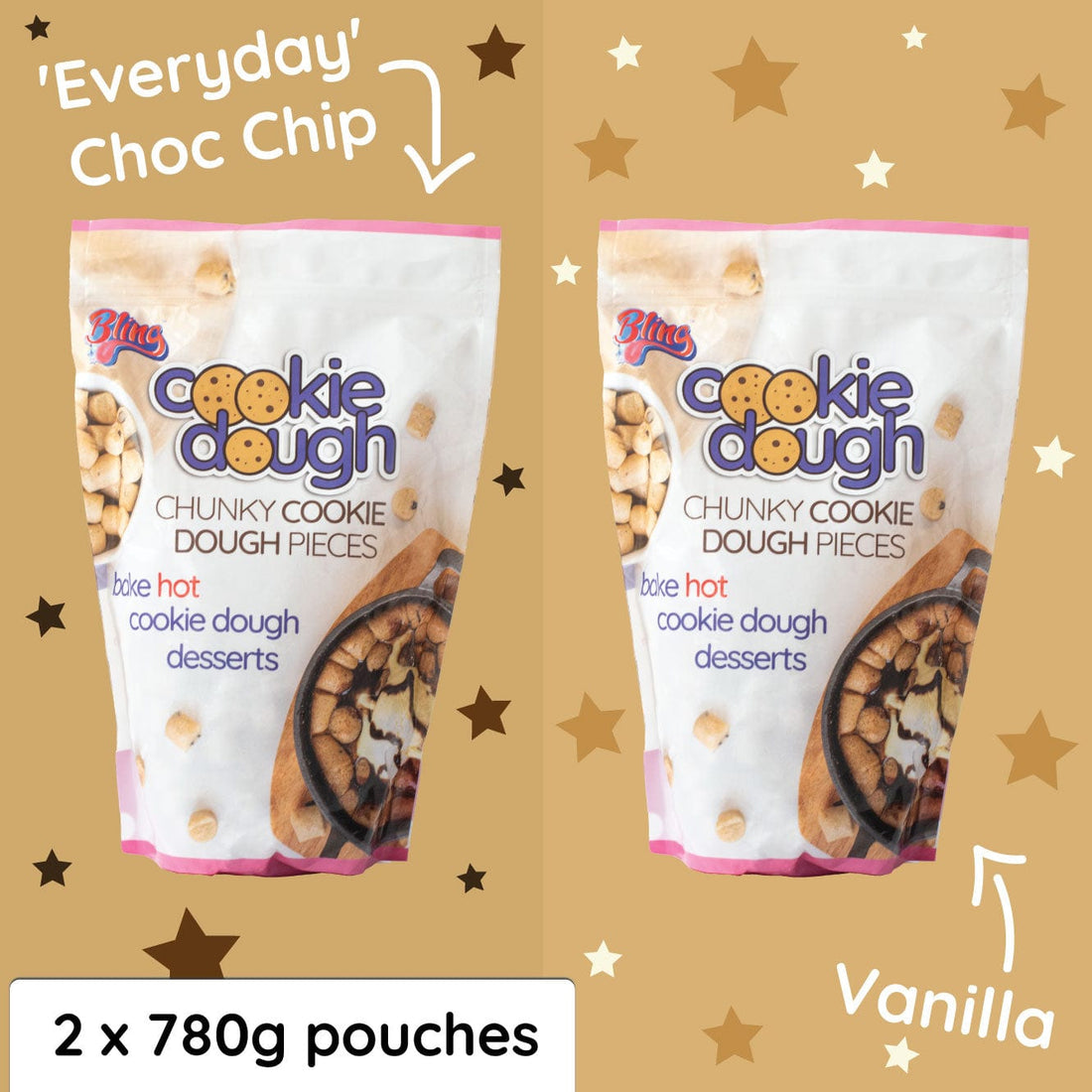 Bake at Home Hot Cookie Dough - Choc Chip & Plain Vanilla