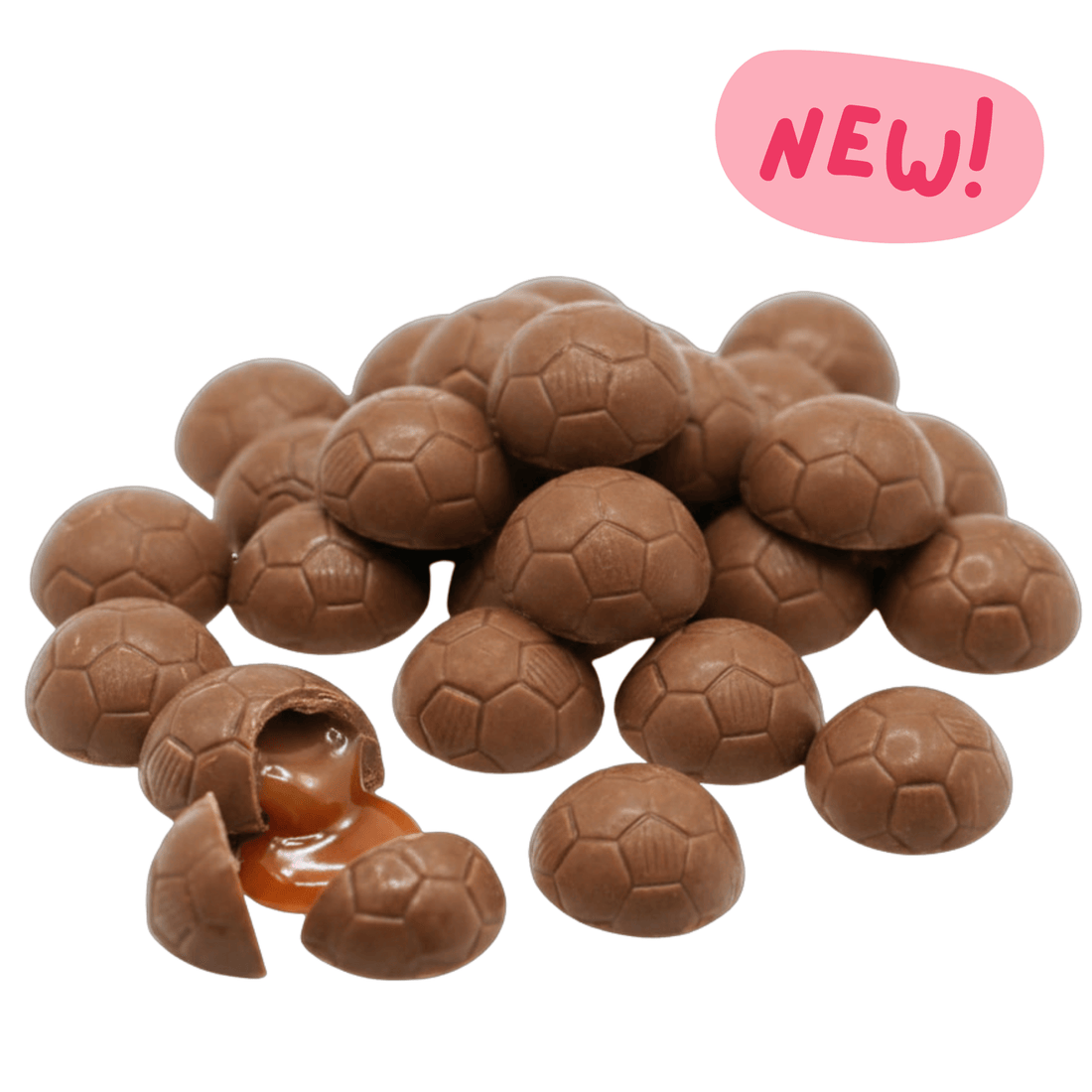 Vollmilchschokoladen-Fußbälle mit Karamellfüllung