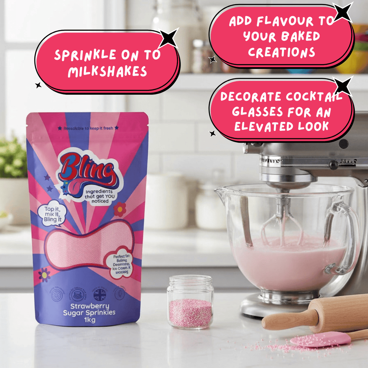 Pink Strawberry Sugar Sprinkles