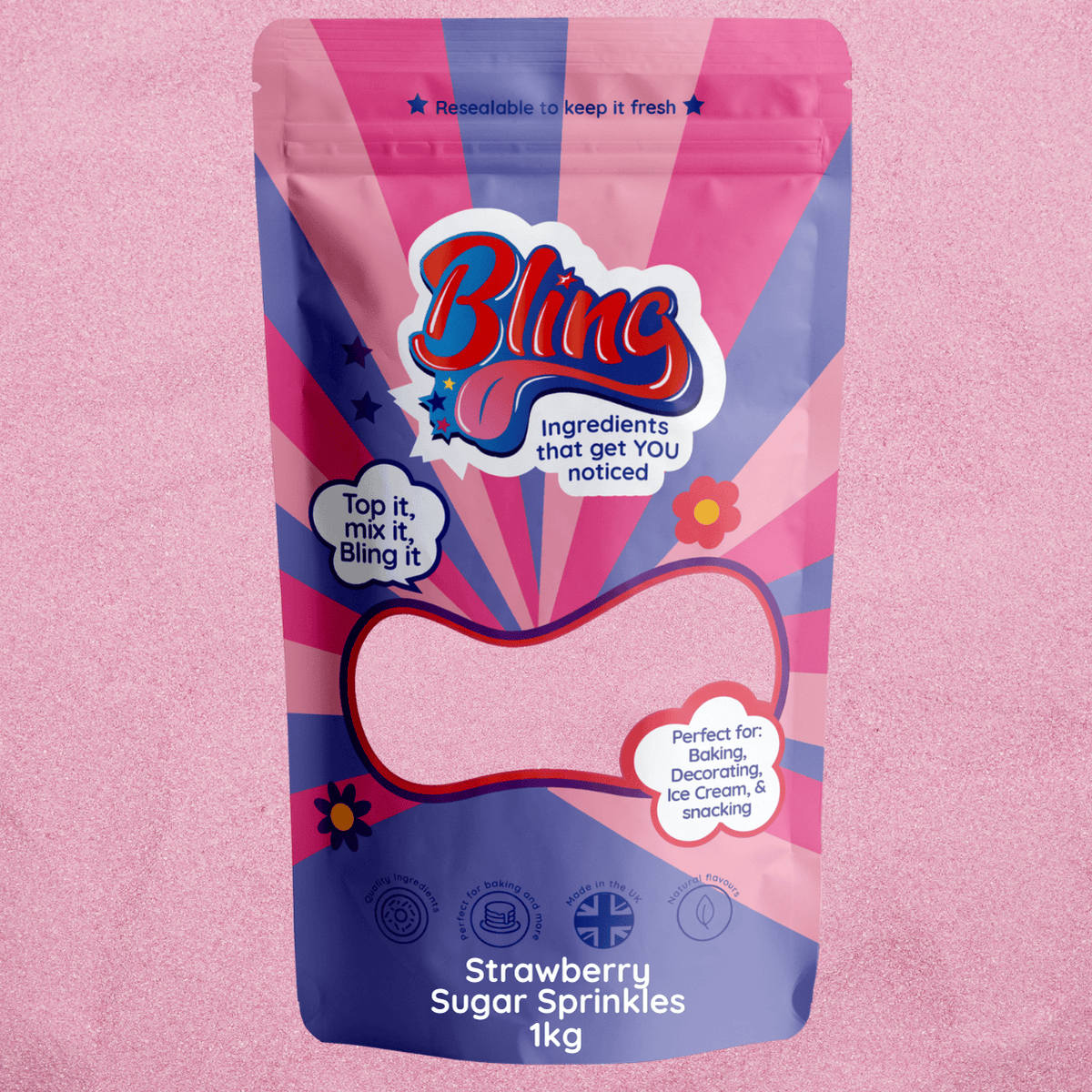Pink Strawberry Sugar Sprinkles