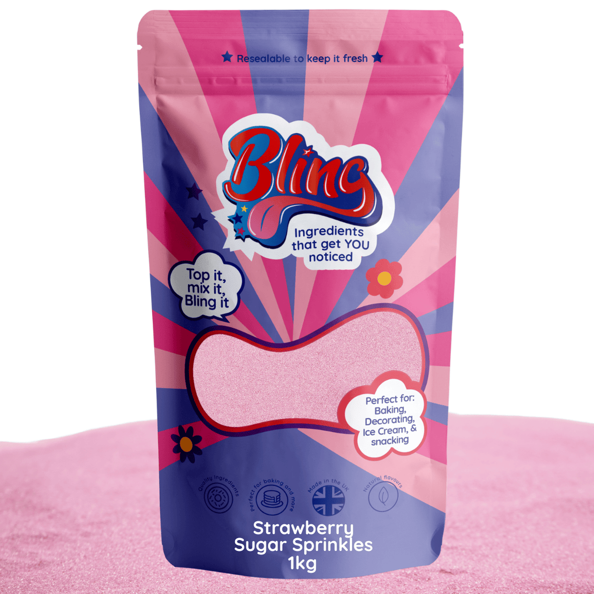 Pink Strawberry Sugar Sprinkles