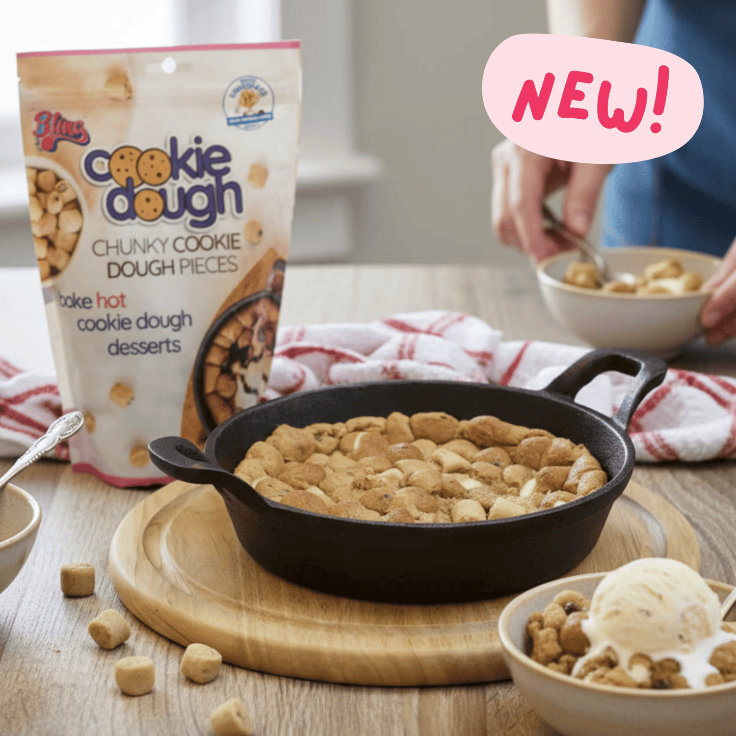 Masa para galletas con trozos de chocolate blanco, caja a granel