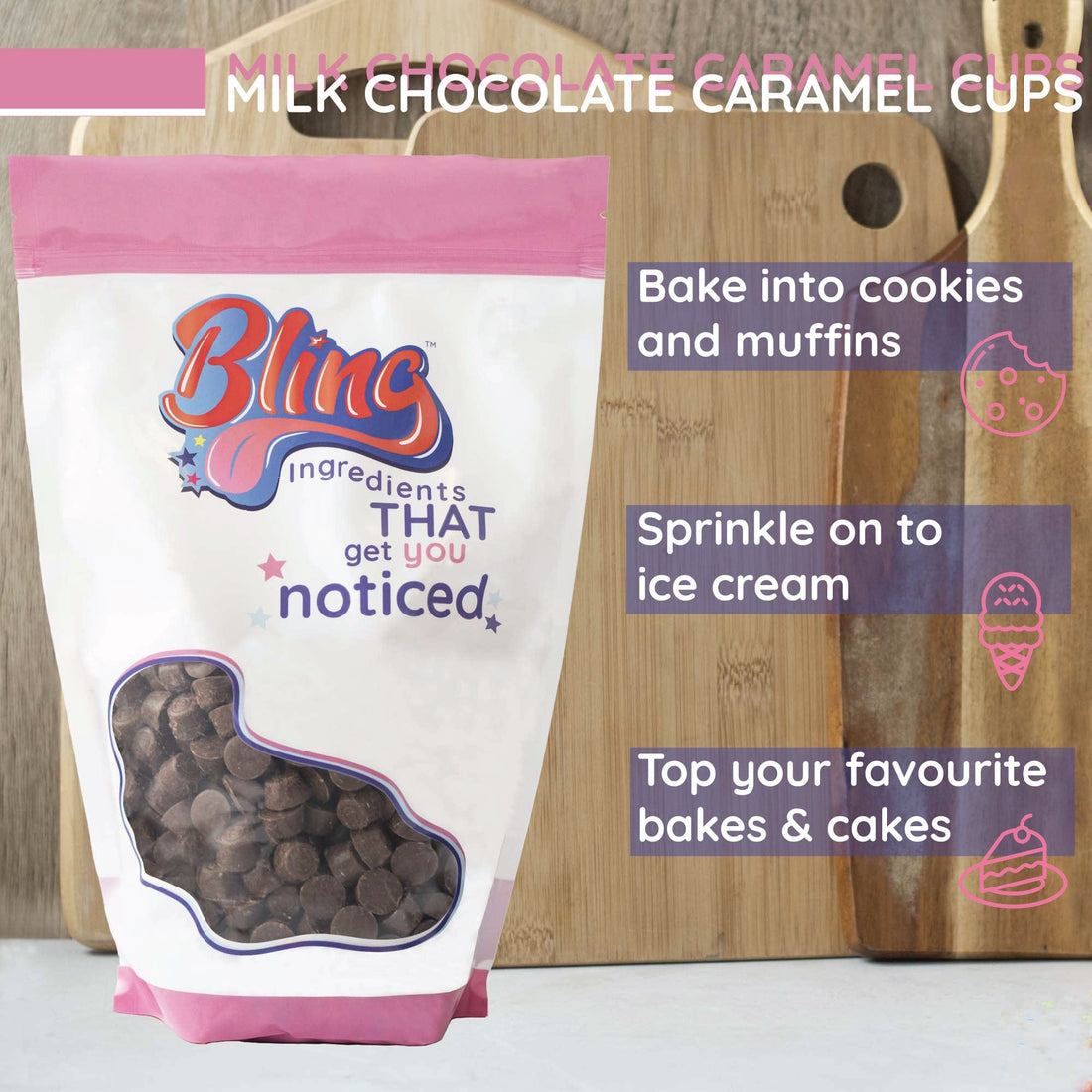 Milk Chocolate Caramel Cups - Bling Ingredients